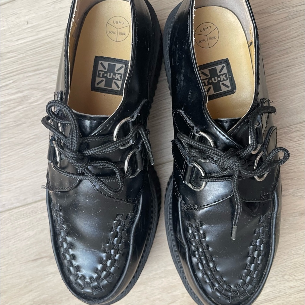 TUK classic black leather platform creepers men’s 7
